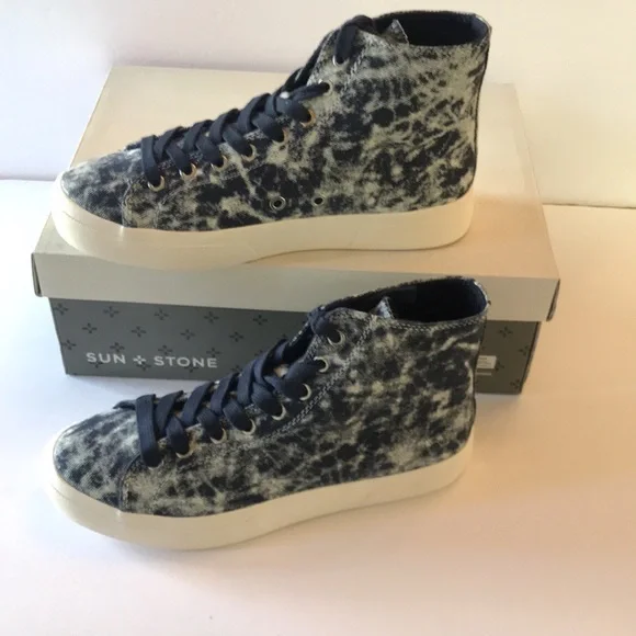 Sun + Stone  Menś High-Top Sneakers Size 9.5M Blue Tie Dye - Picture 9 of 9